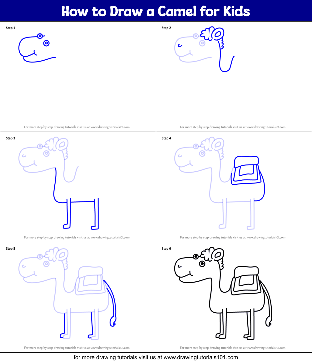 How to Draw a Camel for Kids Printable Step by Step