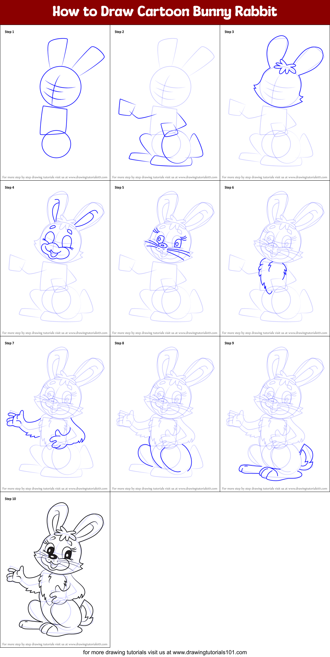 how to draw a cartoon bunny