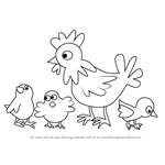 How to Draw Chicken and Chicks