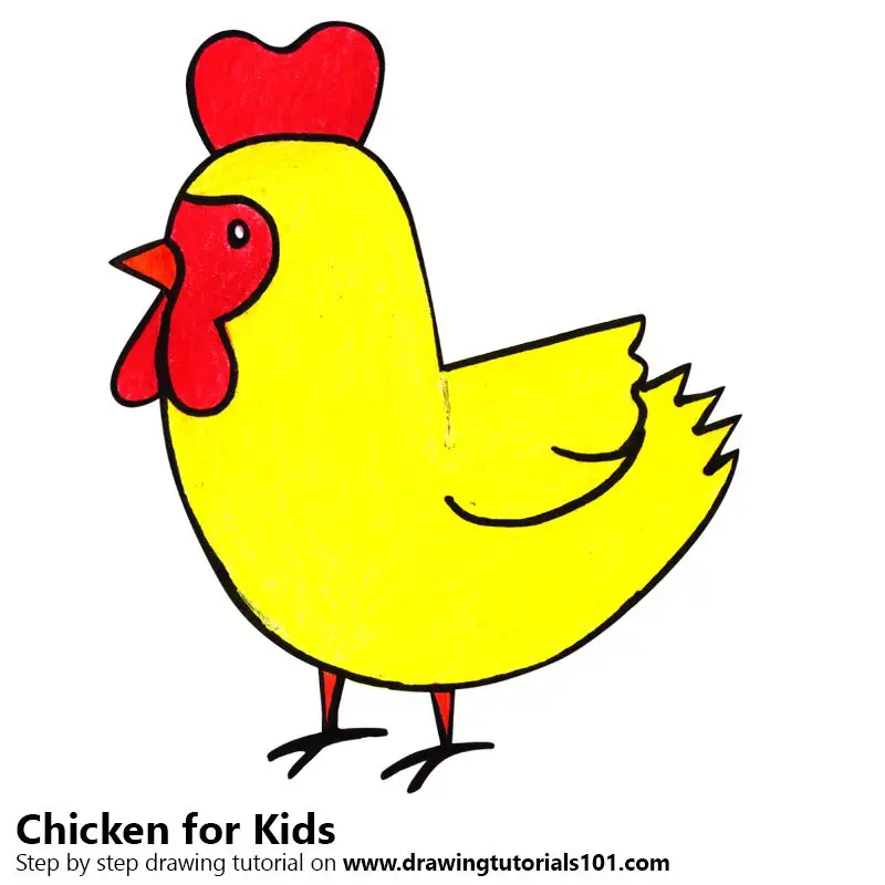 Learn How To Draw A Chicken For Kids Animals For Kids Step By Step Drawing Tutorials