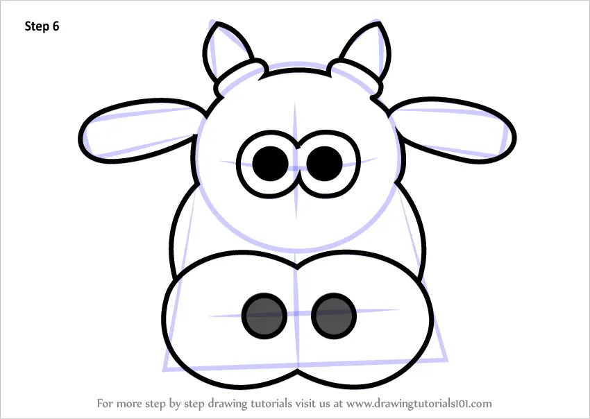 Learn How to Draw Cow Head Cartoon (Animals for Kids) Step by Step : Drawing  Tutorials