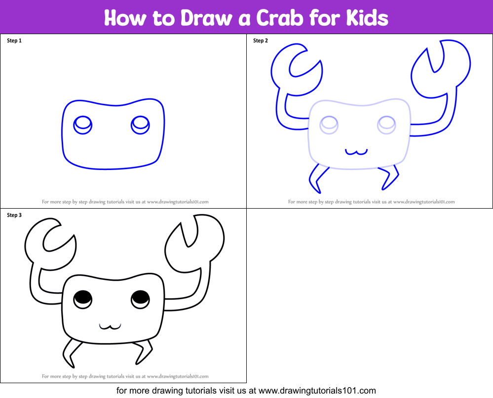How to Draw a Crab for Kids Printable Step by Step