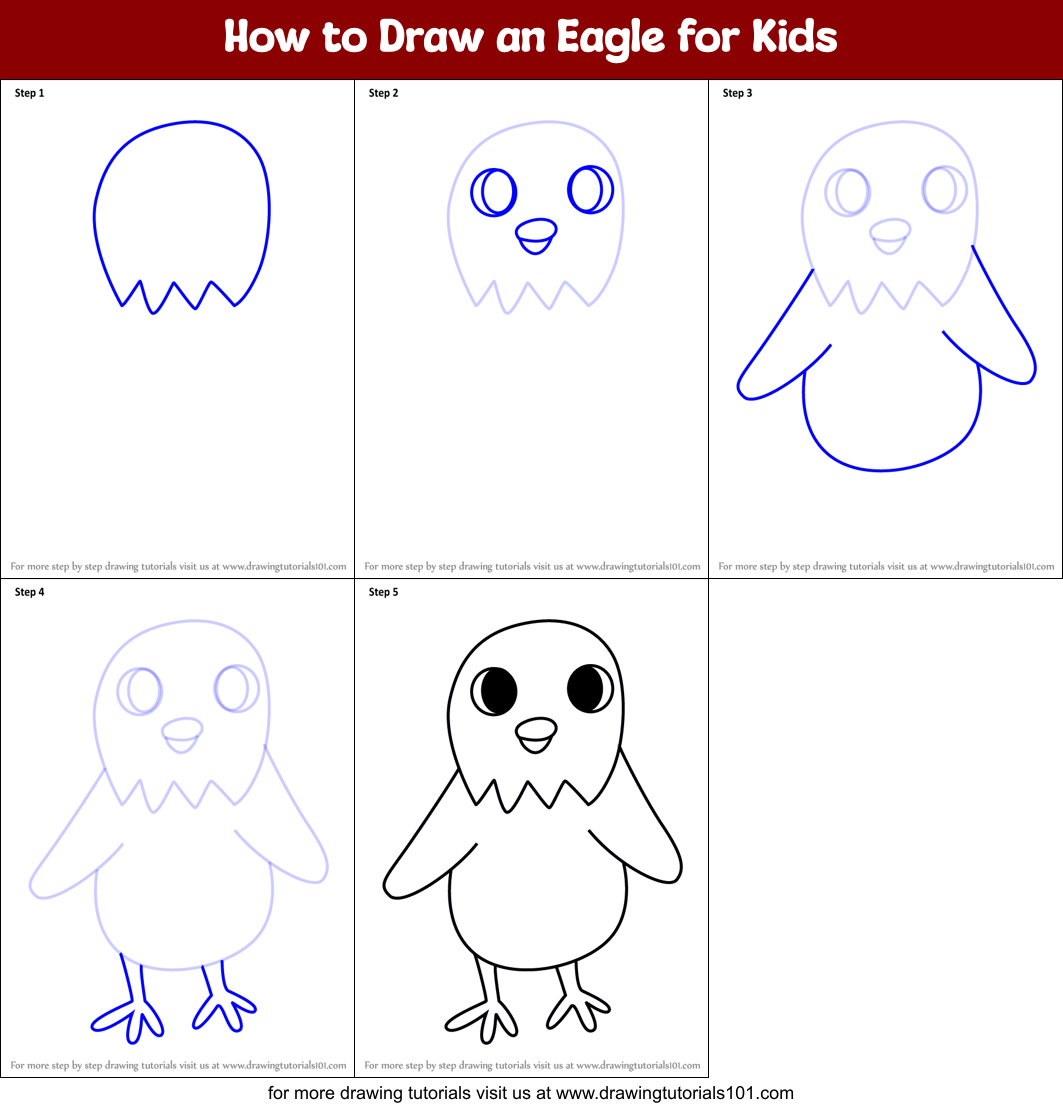 How to Draw an Eagle for Kids Printable Step by Step
