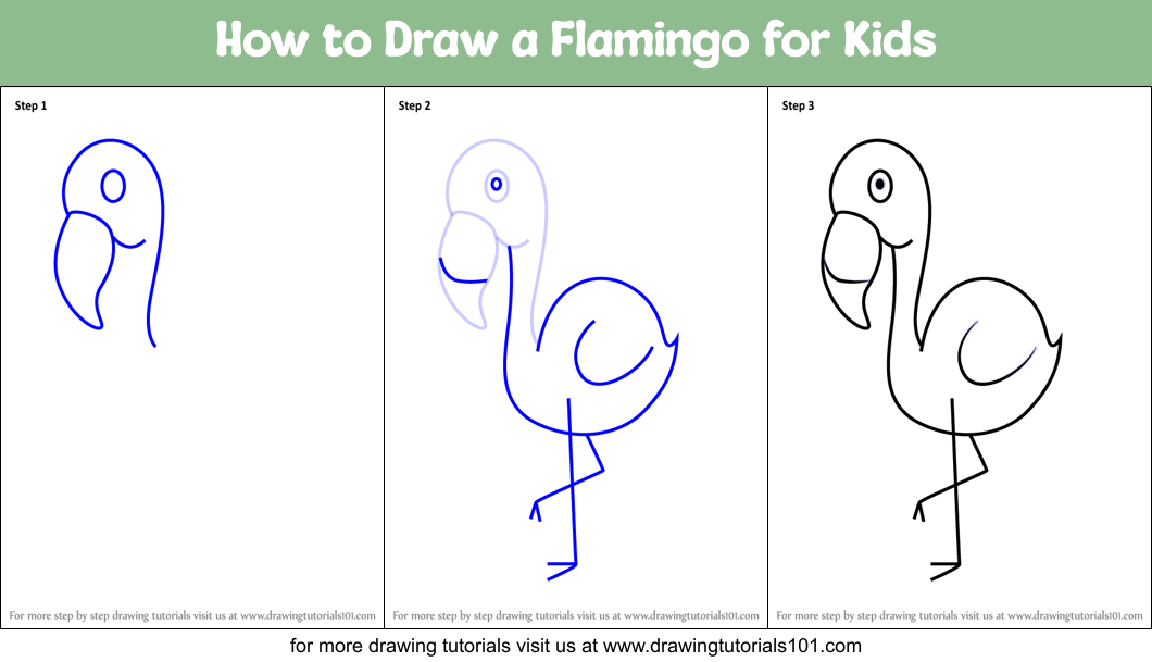 How to Draw a Flamingo for Kids Printable Step by Step