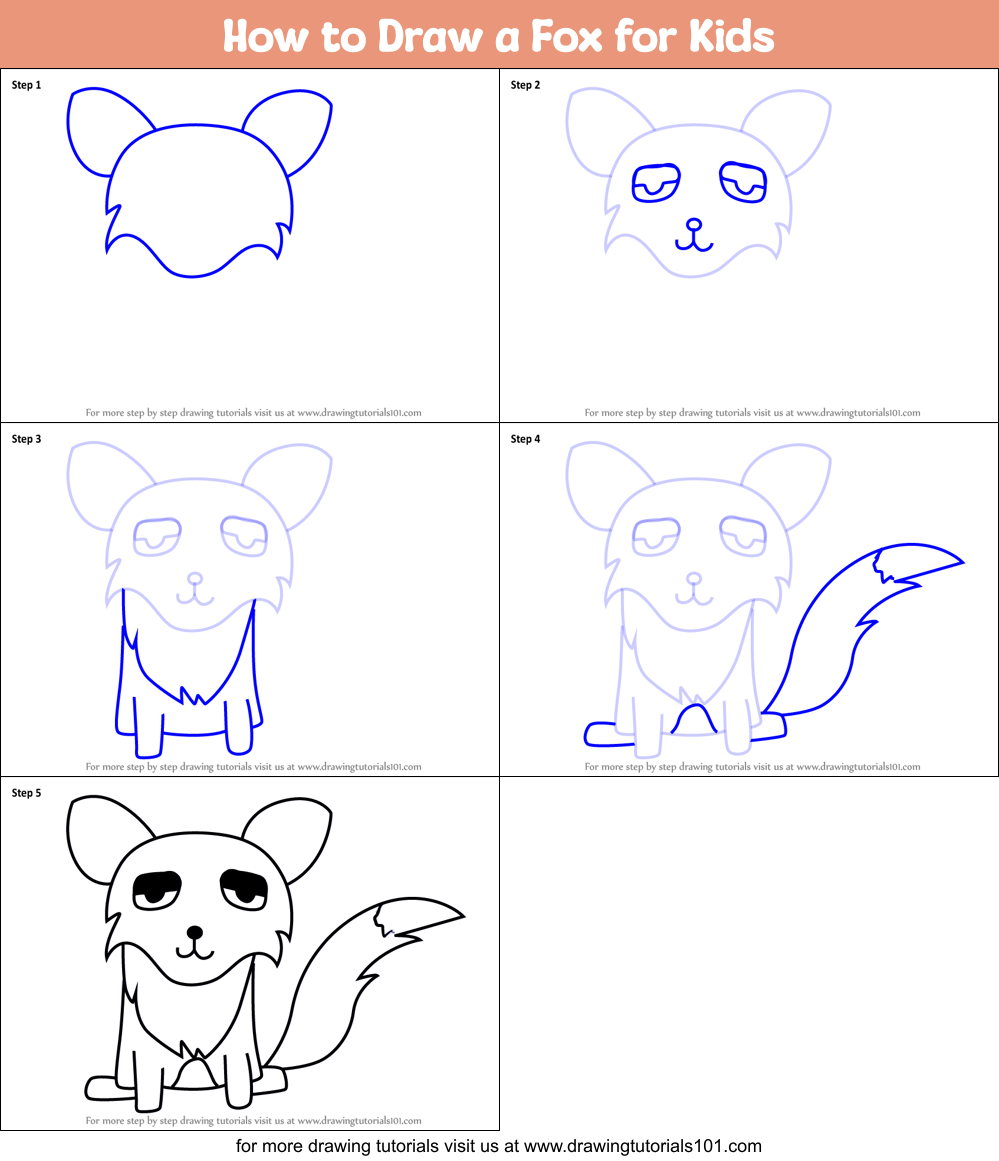 How to Draw a Fox for Kids Printable Step by Step