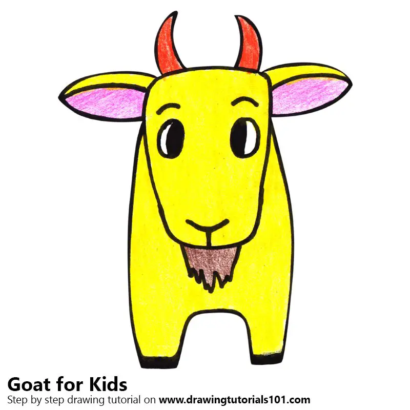 Goatling. Coloring page with domestic animals. Digital drawing with goat.  Template for children to paint Stock Photo - Alamy