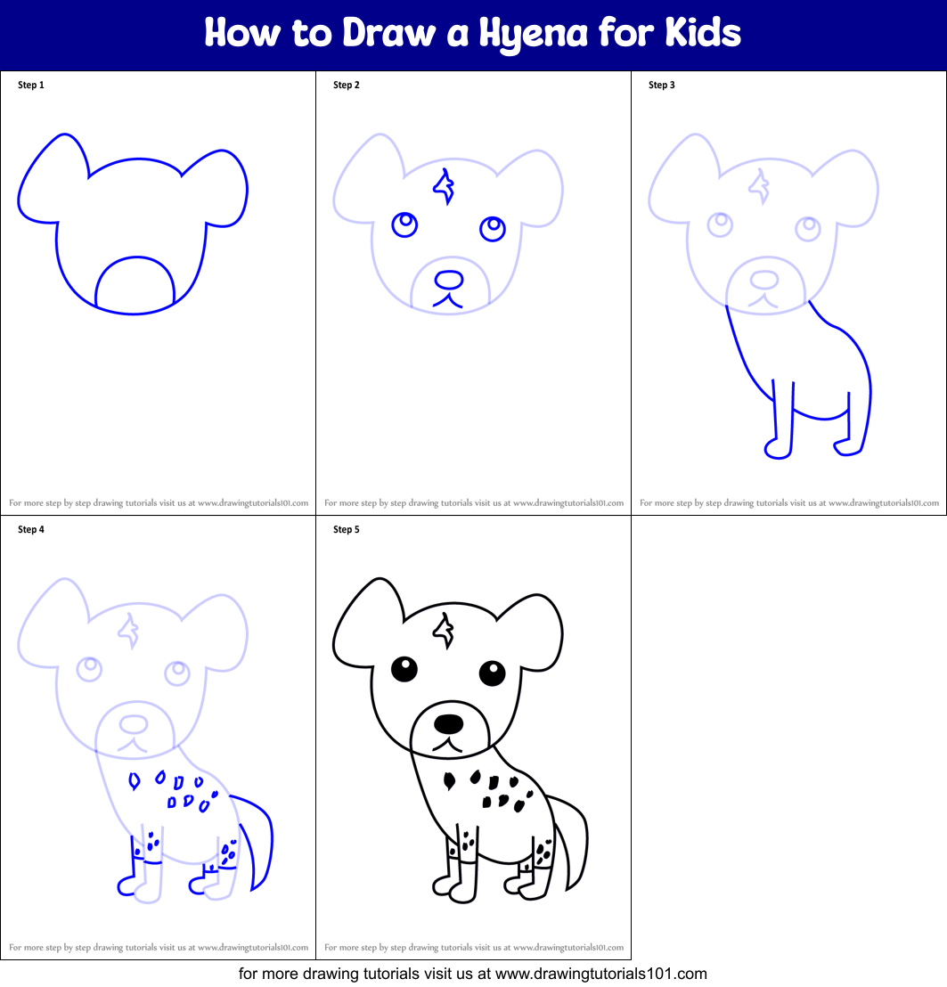 How to Draw a Hyena for Kids (Animals for Kids) Step by Step ...