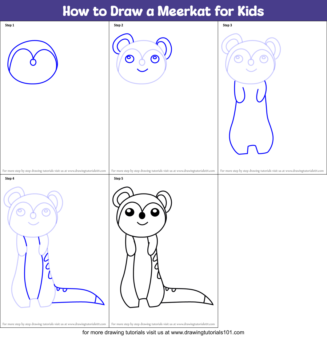 How to Draw a Meerkat for Kids printable step by step drawing sheet