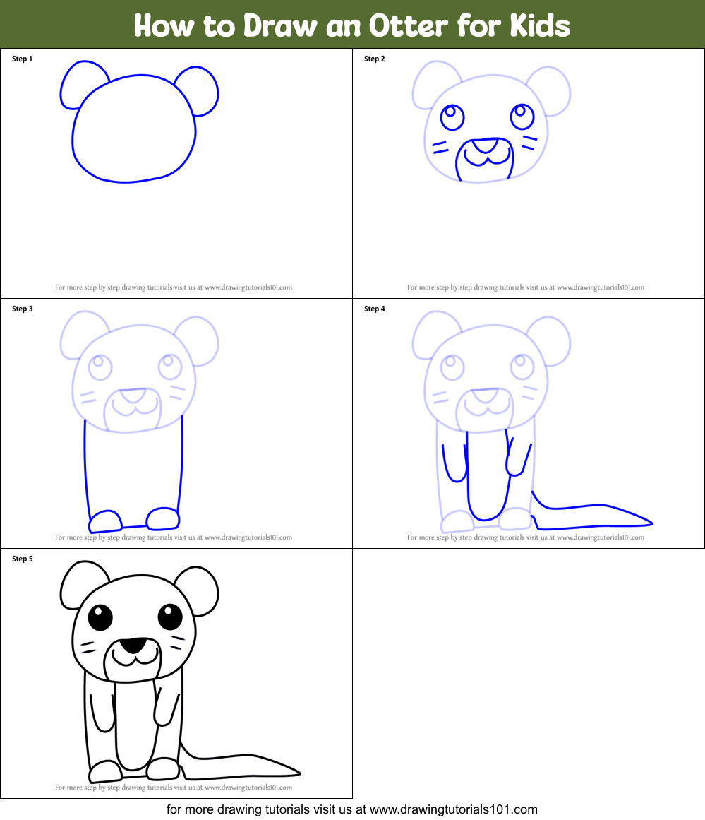 How to Draw an Otter for Kids printable step by step drawing sheet