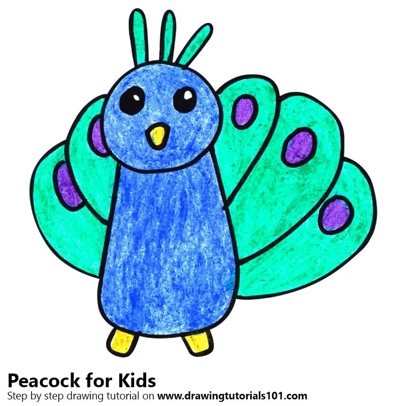 Learn How to Draw a Peacock for Kids Very Easy (Animals for Kids) Step by  Step : Drawing Tutorials
