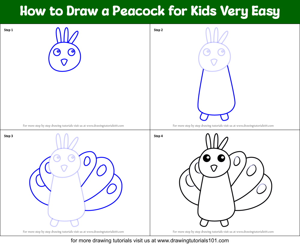 How to Draw a Peacock for Kids Very Easy Printable Step by Step