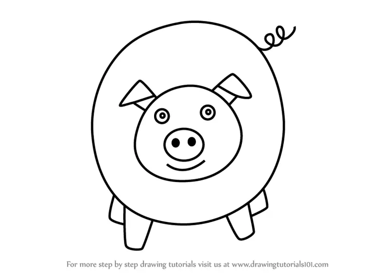 Learn How to Draw a Pig for Kids Easy (Animals for Kids) Step by Step