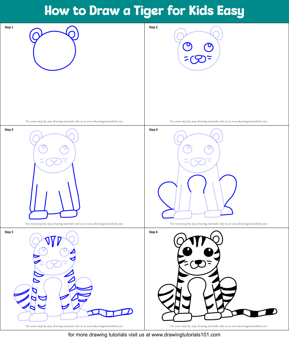 How to Draw a Tiger for Kids Easy (Animals for Kids) Step by Step ...
