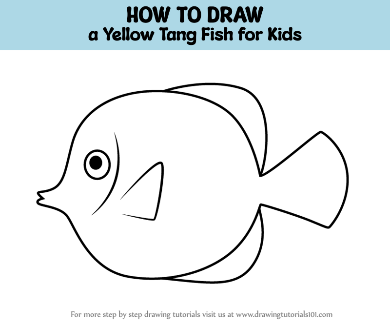 How to Draw a Yellow Tang Fish for Kids (Animals for Kids) Step by Step