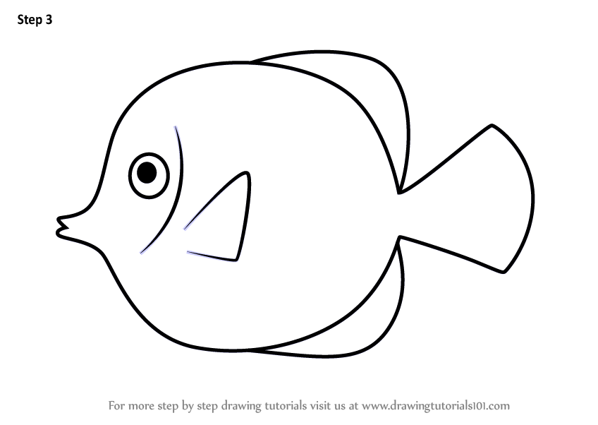 Learn How to Draw a Yellow Tang Fish for Kids (Animals for Kids) Step