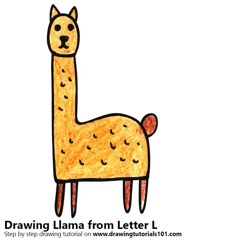 Llama from Letter L Color Pencil Drawing