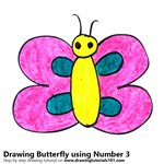 How to Draw a Butterfly using Number 3