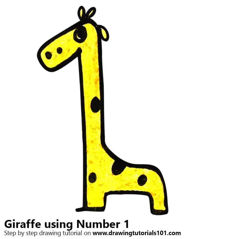 Learn How to Draw a Giraffe using Number 1 (Animals with Numbers) Step by  Step : Drawing Tutorials