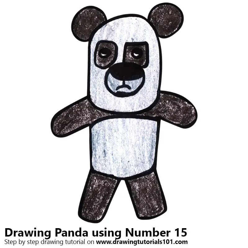 Learn How To Draw A Panda Using Number 15 Animals With Numbers Step By Step Drawing Tutorials