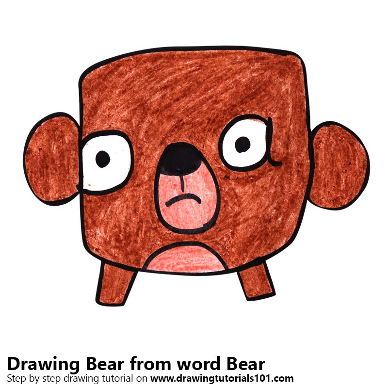 How to Draw a Bear from word Bear by Color Pencils