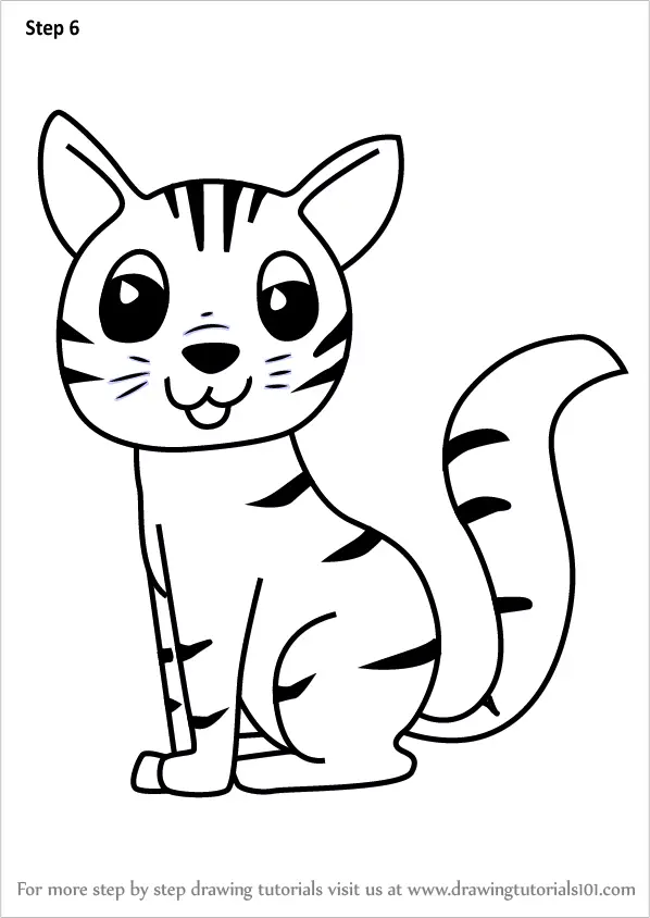 Learn How to Draw a Cartoon Cat (Cartoon Animals) Step by ...