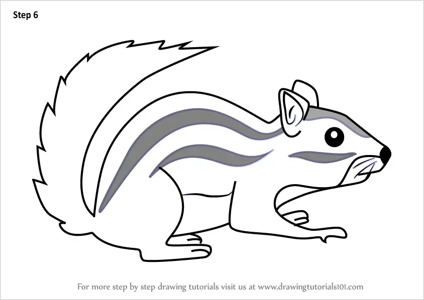 Learn How to Draw a Cartoon Chipmunk (Cartoon Animals) Step by Step