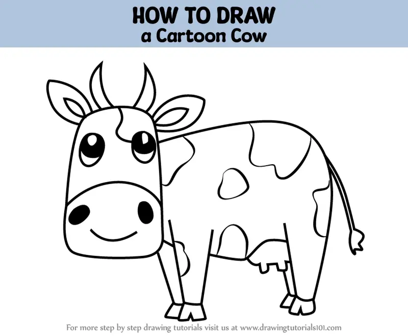How to Draw a Cartoon Cow (Cartoon Animals) Step by Step ...