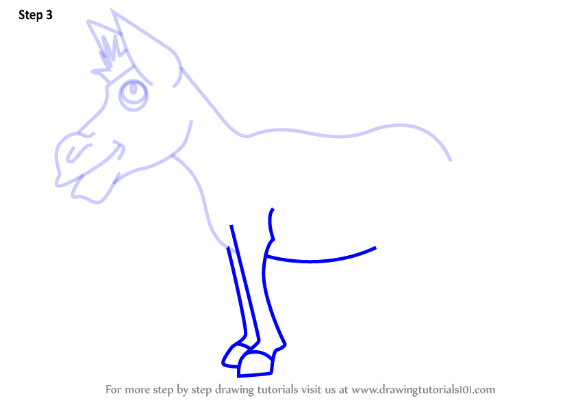 How to Draw a Cartoon Donkey (Cartoon Animals) Step by Step