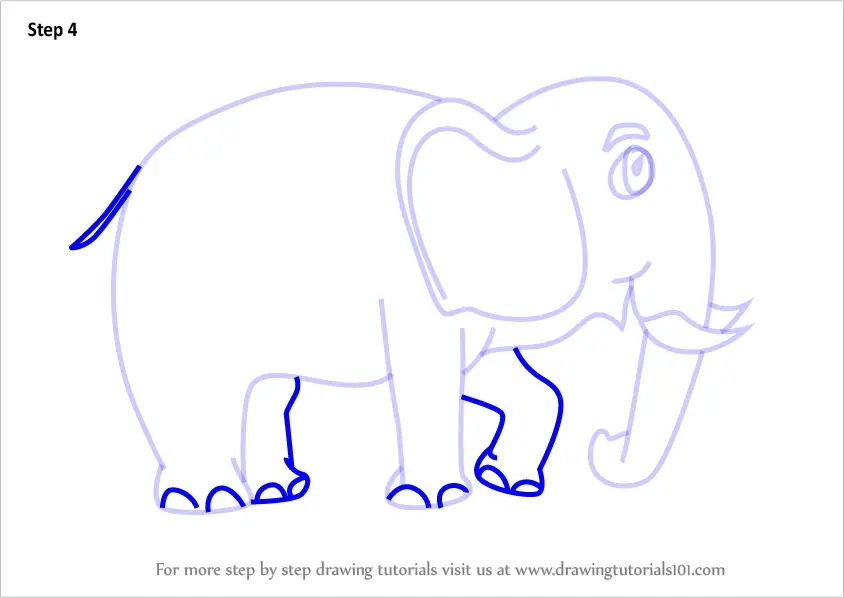 Learn How to Draw a Cartoon Elephant (Cartoon Animals) Step by Step :  Drawing Tutorials