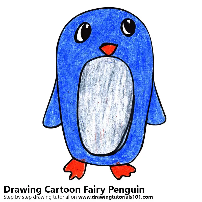Learn How to Draw a Cartoon Fairy Penguin (Cartoon Animals) Step by Step :  Drawing Tutorials