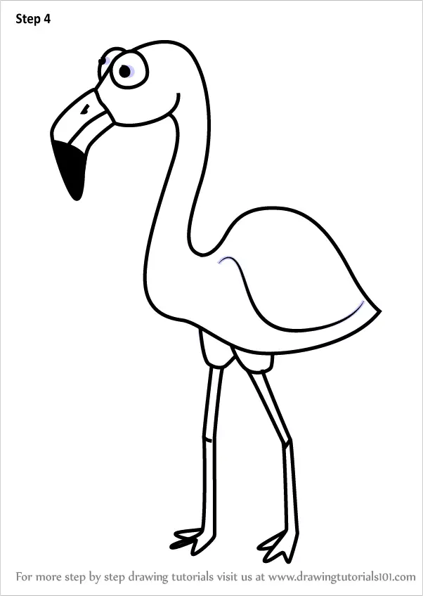 Learn How to Draw a Cartoon Flamingo (Cartoon Animals) Step by Step :  Drawing Tutorials