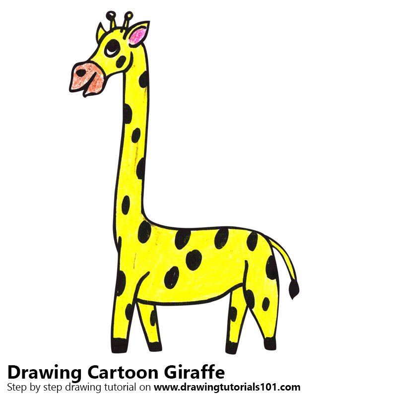 Learn How To Draw A Cartoon Giraffe Cartoon Animals Step By Step Drawing Tutorials