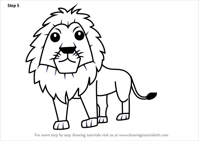 How to Draw a Cartoon Lion (Cartoon Animals) Step by Step ...