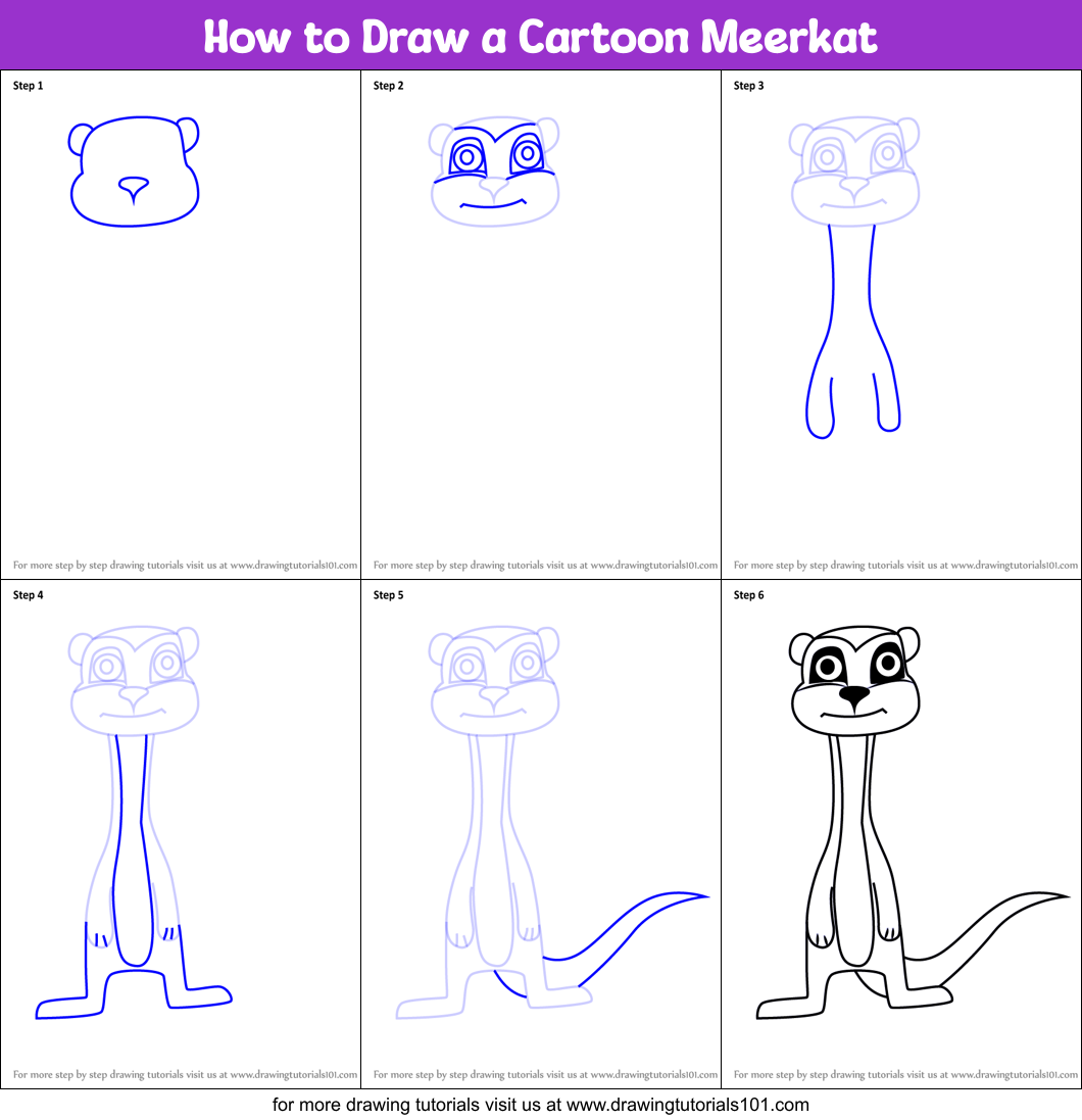 How to Draw a Cartoon Meerkat Printable Step by Step