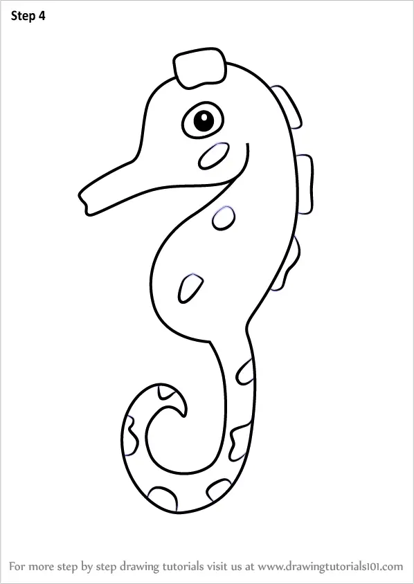 Learn How to Draw a Cartoon Pygmy Seahorse (Cartoon Animals) Step by Step :  Drawing Tutorials