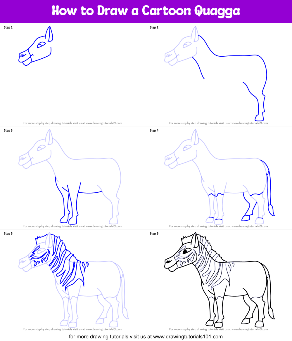 How to Draw a Cartoon Quagga (Cartoon Animals) Step by Step ...