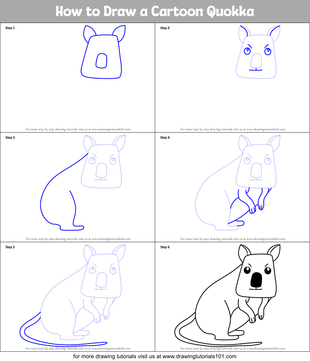 How to Draw a Cartoon Quokka Printable Step by Step