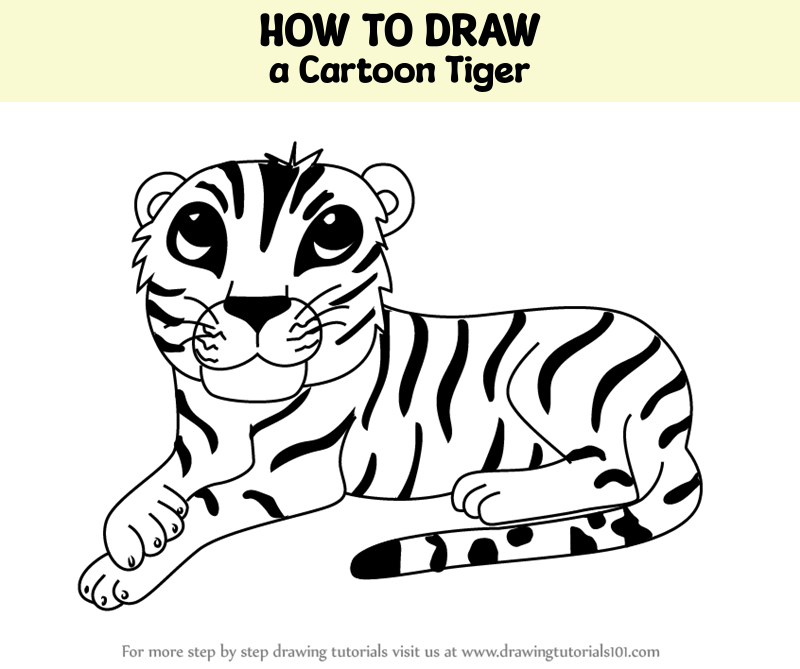 How to Draw a Cartoon Tiger (Cartoon Animals) Step by Step