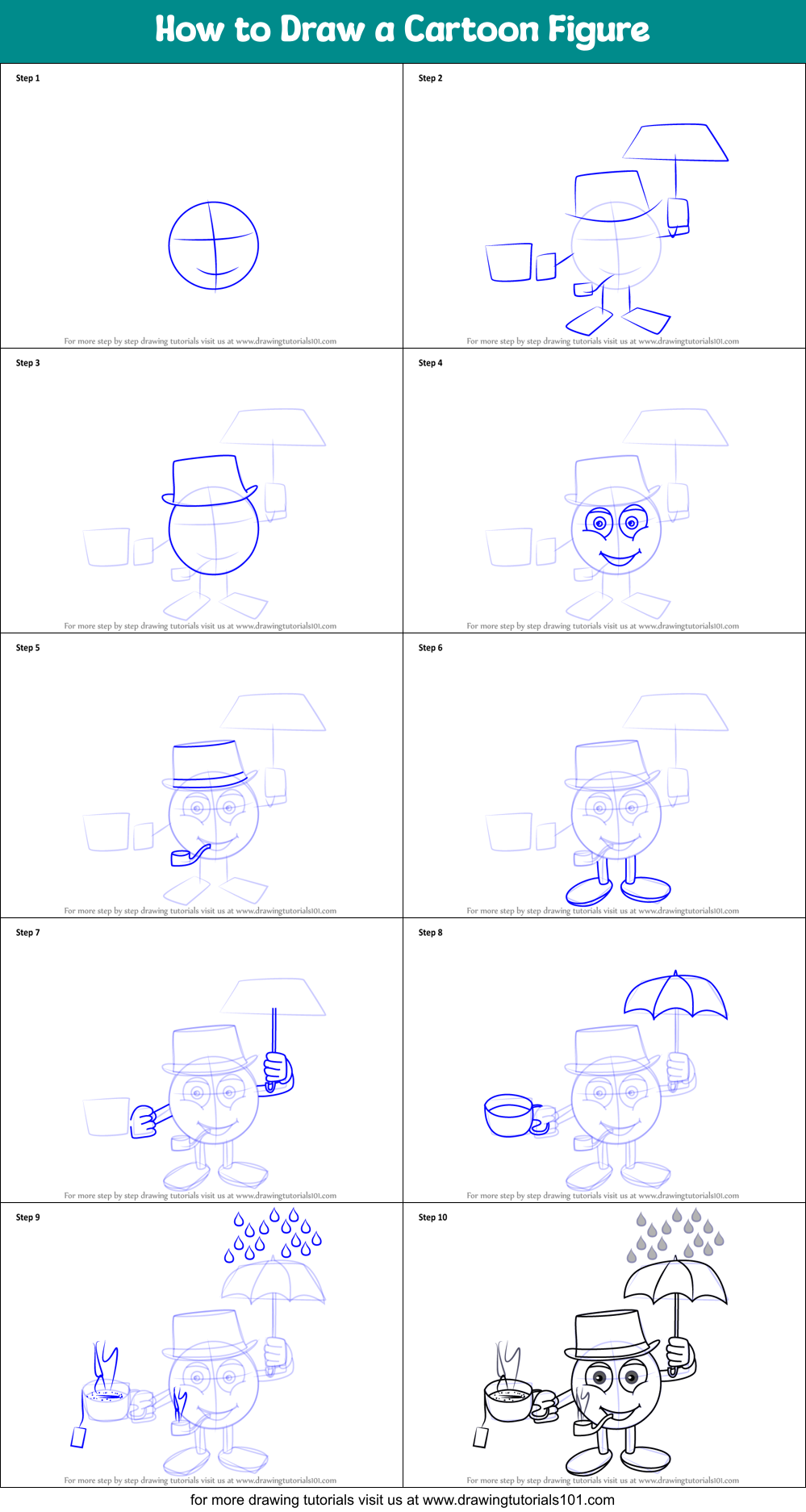 How to Draw a Cartoon Figure Printable Step by Step