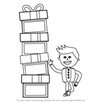 How to Draw Kid With Gift Box