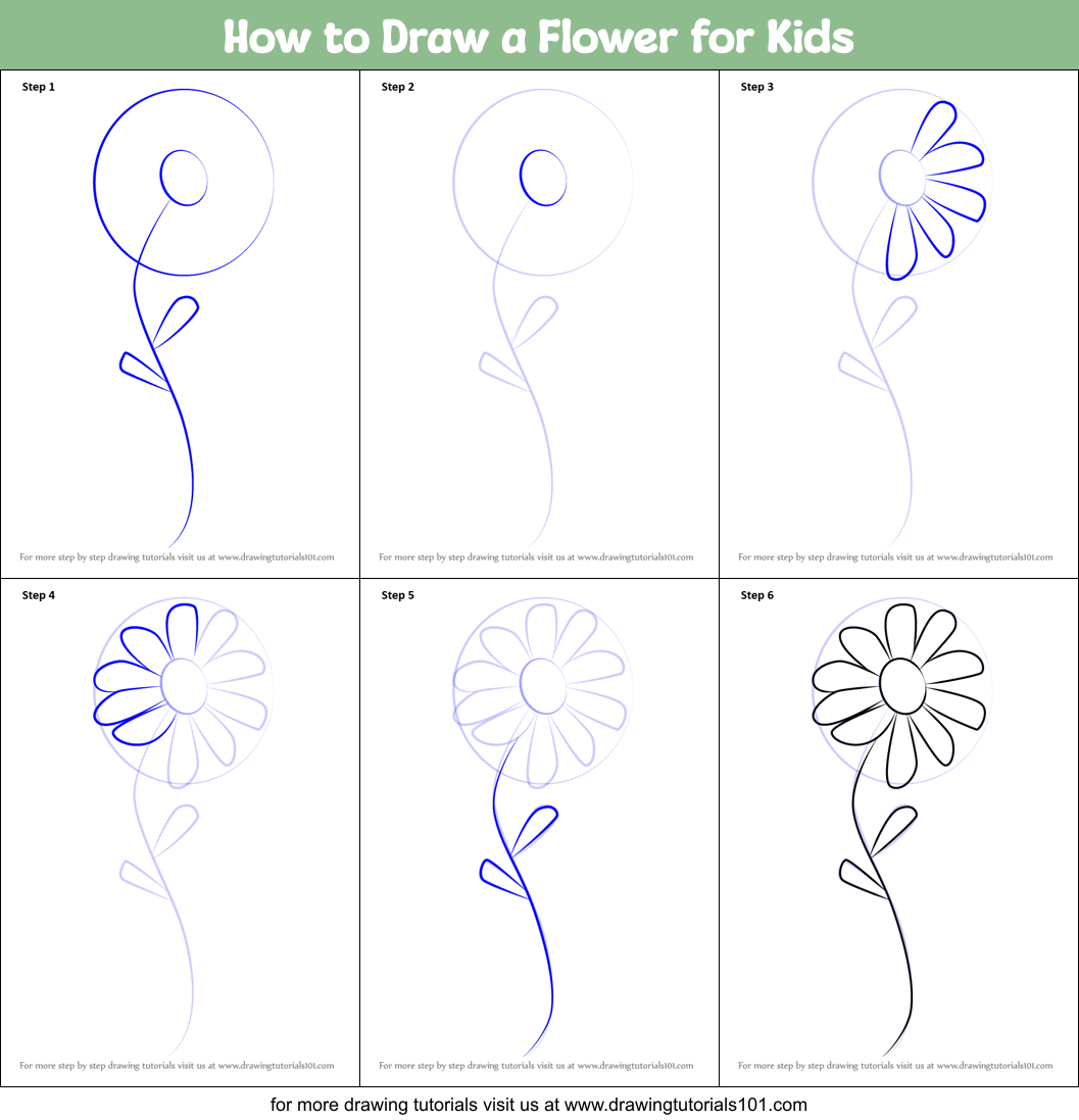 How to Draw a Flower for Kids printable step by step drawing sheet