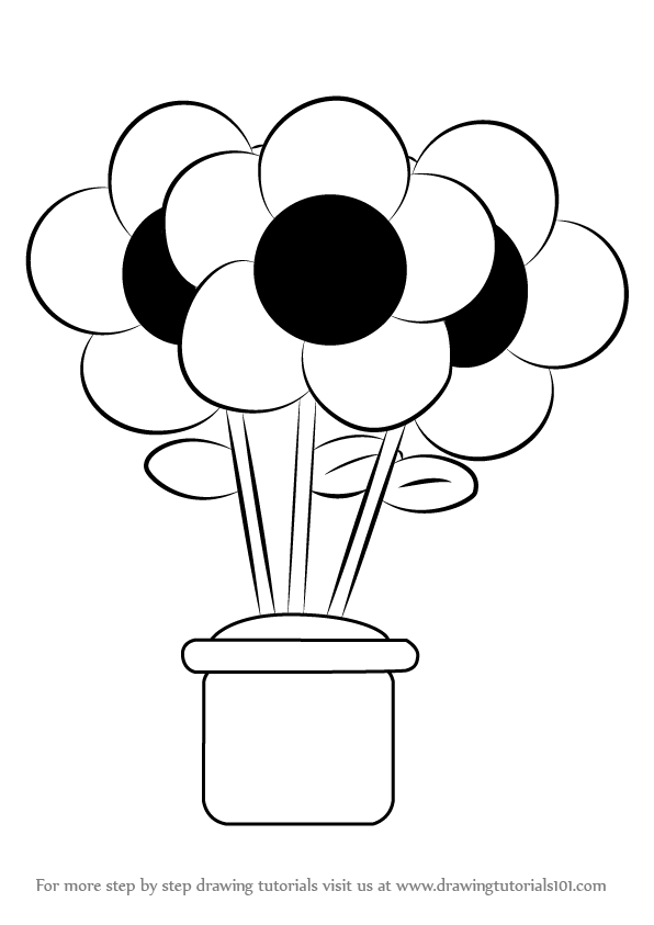 Learn How To Draw A Flower Pot Flowers Step By Step Drawing Tutorials