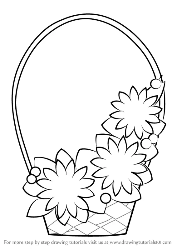 how to draw flower basket//fuldani drawing //flower basket drawing//fuldani  kaise bnaye - YouTube | Basket drawing, Flower drawing, Drawings