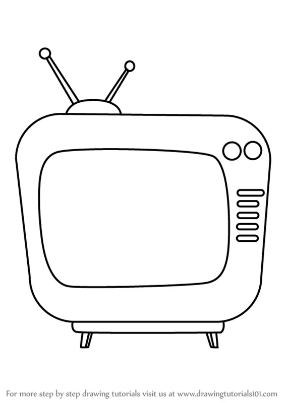 How to Draw a Television Step by Step - EasyLineDrawing