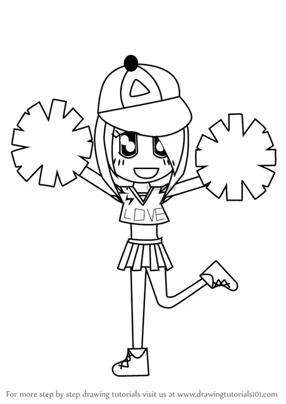 Learn How to Draw a Cheerleader Cartoon (People for Kids) Step by Step :  Drawing Tutorials