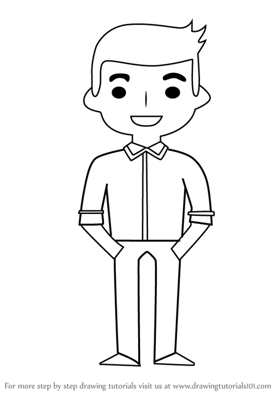 Learn How to Draw Standing Boy for Kids (People for Kids) Step by Step : Drawing Tutorials