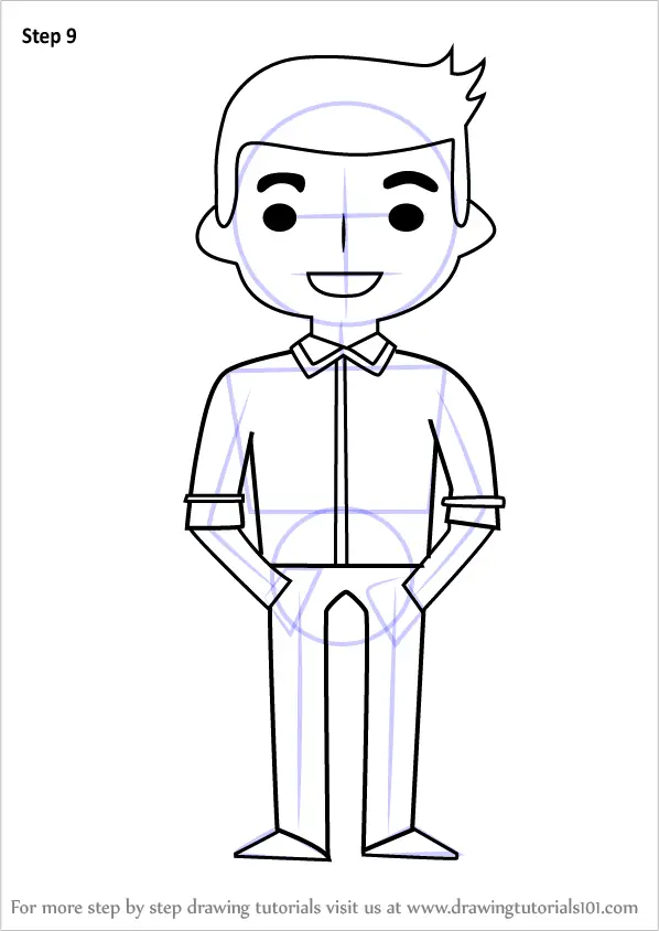 Learn How to Draw Standing Boy for Kids (People for Kids) Step by Step