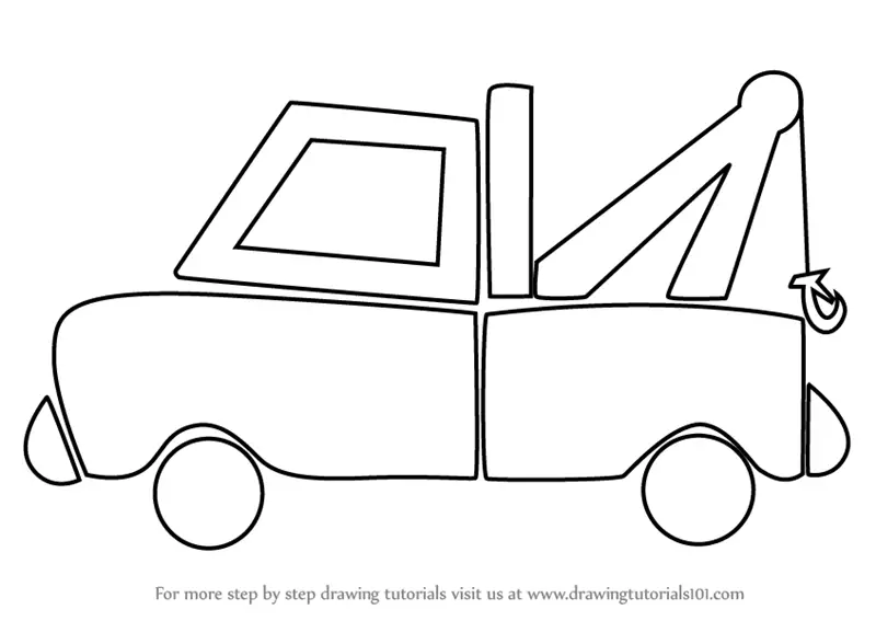 Learn How to Draw Tow Truck for Kids (Vehicles) Step by
