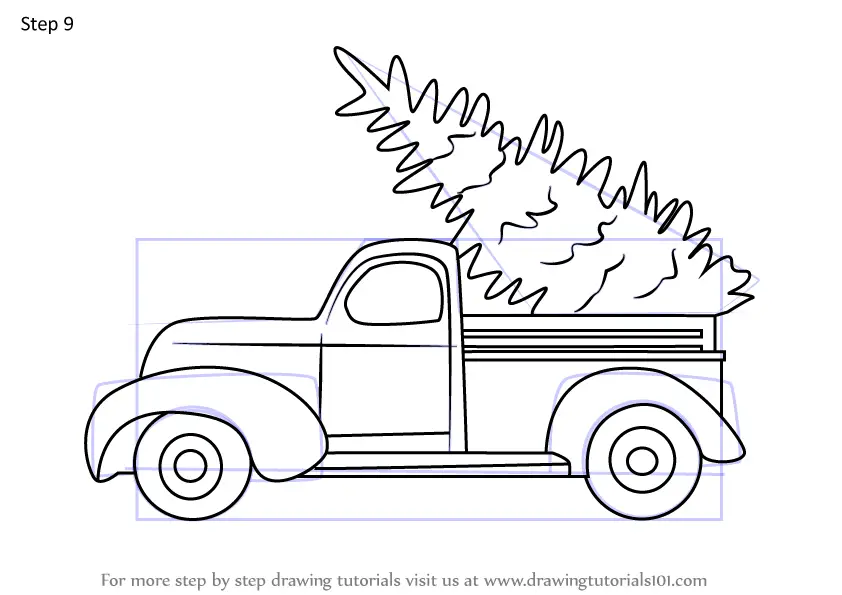 Learn How to Draw Christmas Car (Christmas) Step by Step : Drawing