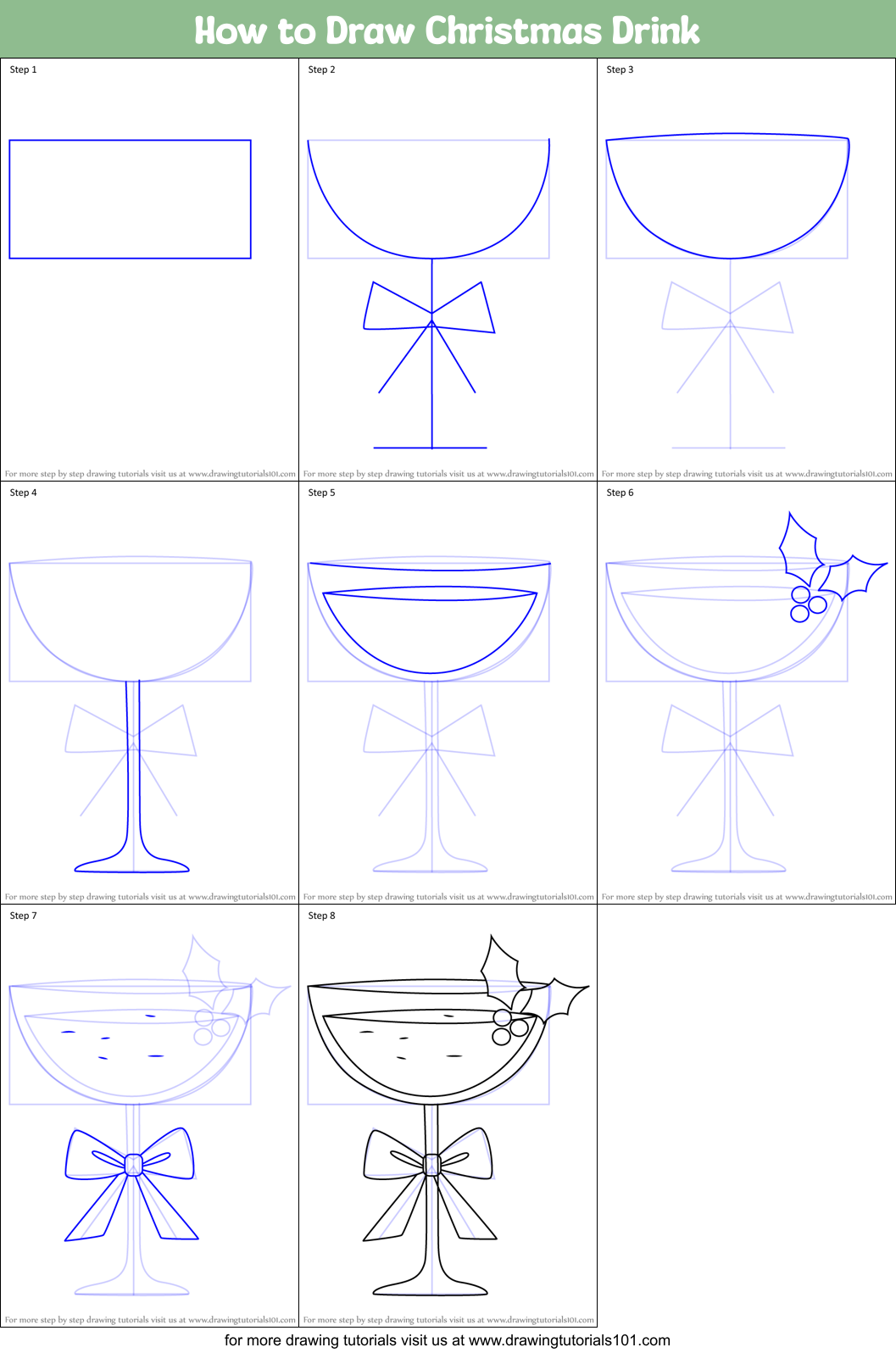 How to Draw Christmas Drink Printable Step by Step